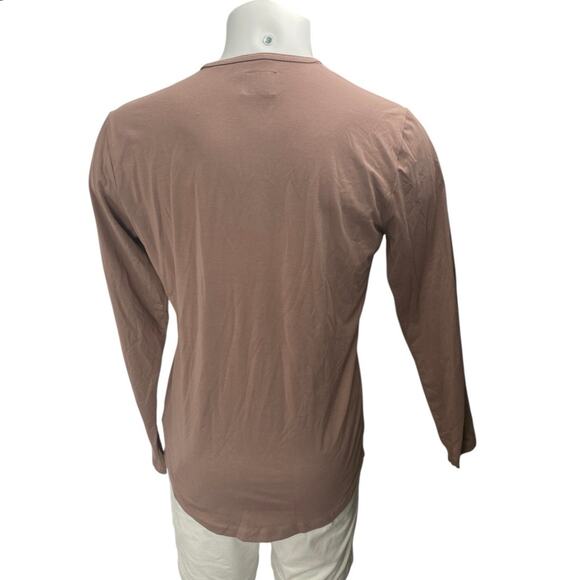CUTS Men's Brown Curve-Hem Long Sleeve Crew Neck Basic T Shirt Tee Top Size L - Picture 2 of 4
